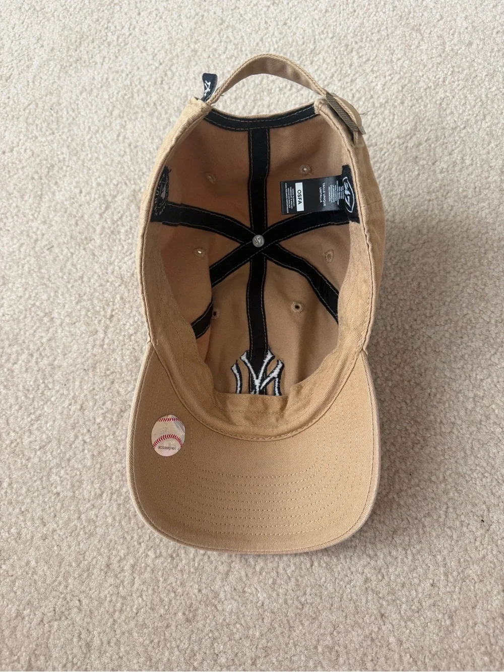 47 Brand Tan Baseball Cap with Navy Embroidered Logo